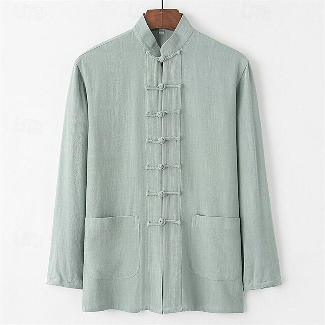 Button Casual Linen Men's Cotton Shirt Up