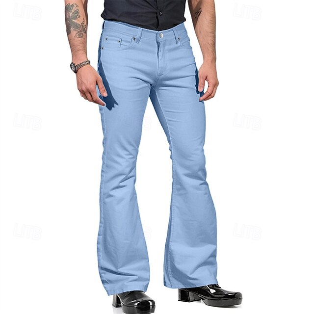 Flared Buttons Trousers Casual Pants Pocket Men's