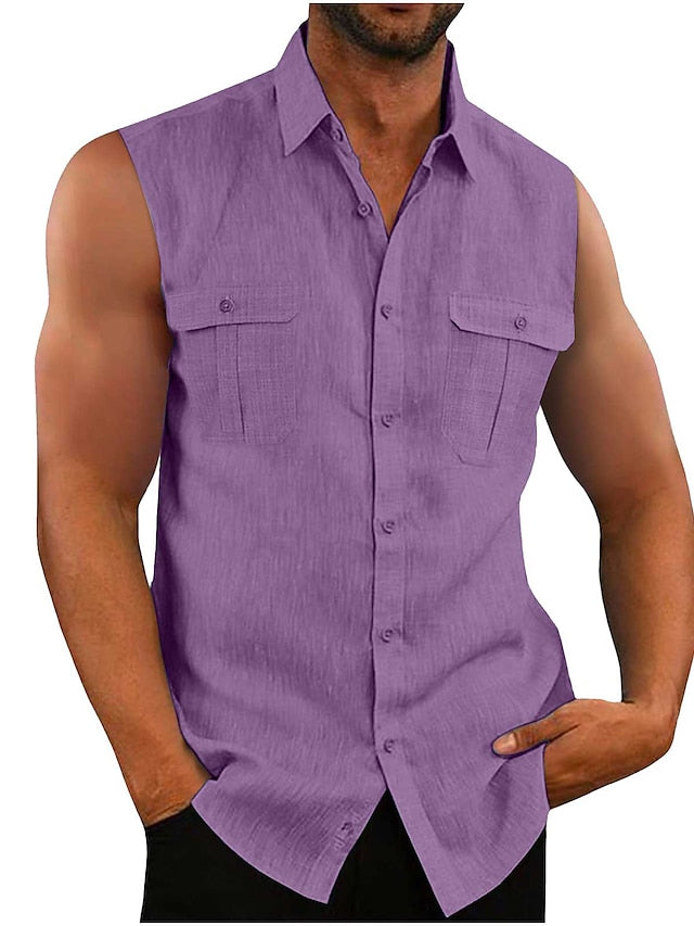 Men's Casual Summer Cotton Shirt Beach Linen