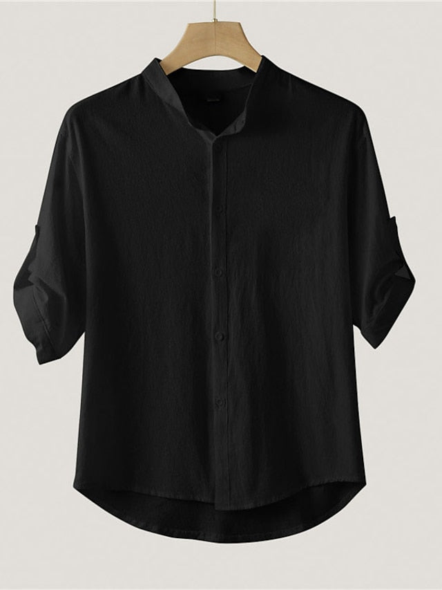 White Cotton Shirt Linen Men's
