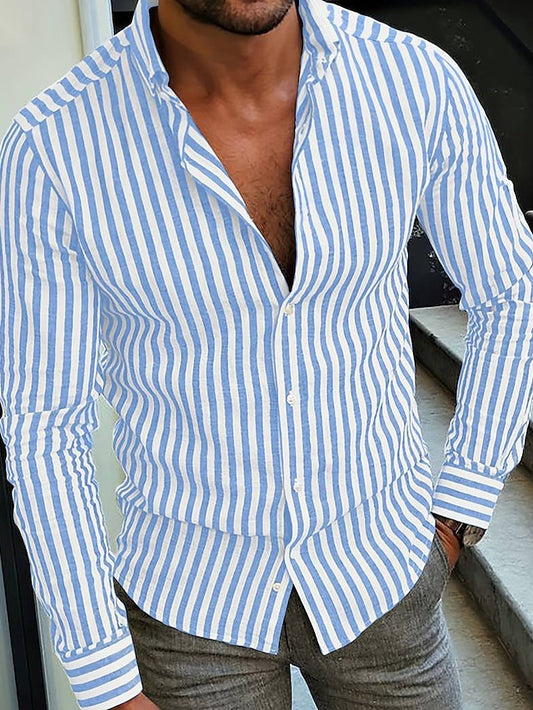 Striped Shirts Button Up Men's Casual Shirt