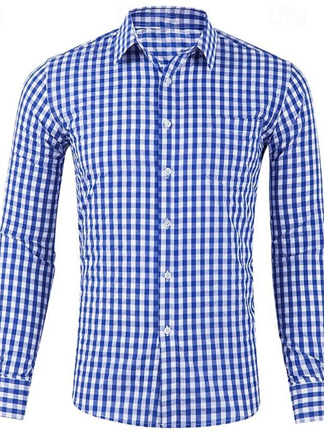 Men's Shirt Shirts Casual Button Checked Up