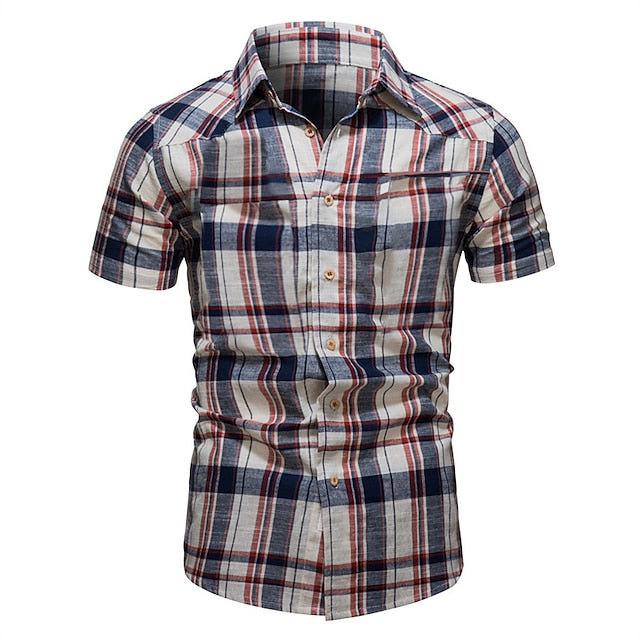 Plaid Button Men's Shirt Summer Up