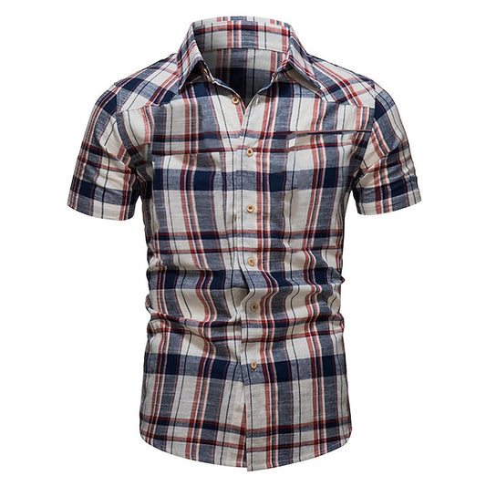 Plaid Button Men's Shirt Summer Up