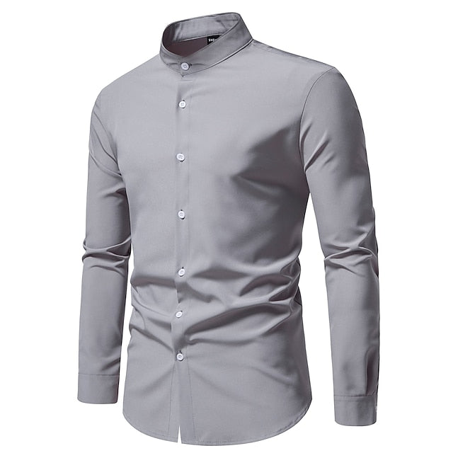 Shirt Mandarin Collar Casual Men's Chinese
