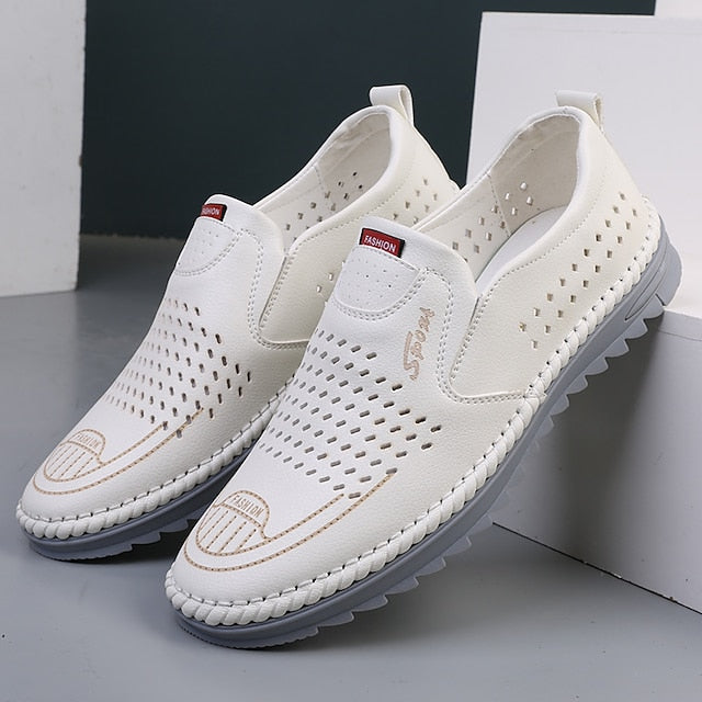 Lightweight Men's Slip-On – White Loafers Breathable