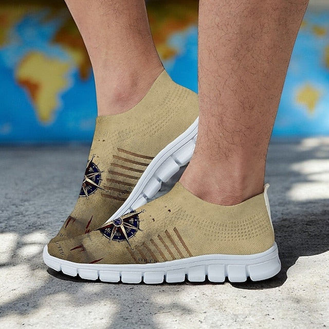 - Print Khaki Men's Compass Lightweight Flyknit Sneakers