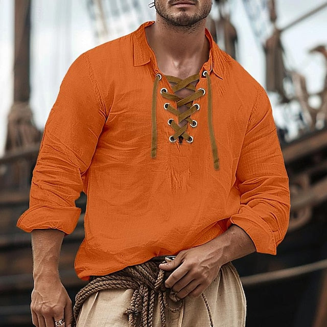 Men's Linen Shirt Summer Up Beach Button