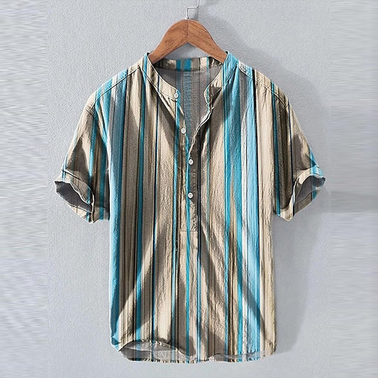 Men's Shirt Linen Popover Beach Summer Wear