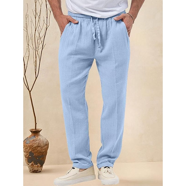 Seersucker Shorts Men's Trousers Beach Pants Casual
