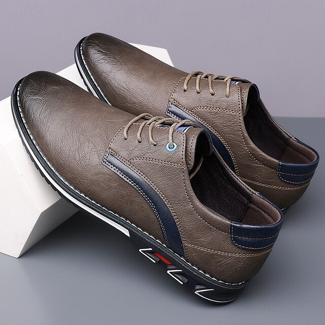 Shoes Everyday Men's Casual – Brown Lace-Up Comfortable
