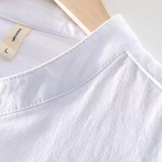 Men's Casual Cotton Shirt Linen Up Button