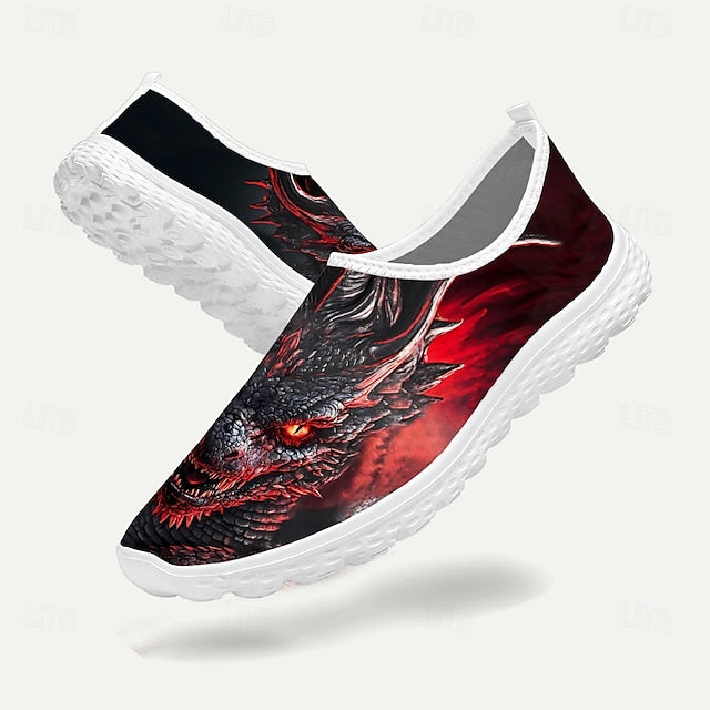 Men's Dragon with Slip-On Red Print – Sneakers