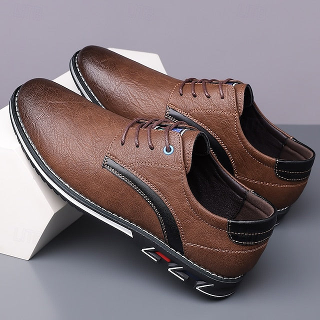 Shoes Everyday Men's Casual – Brown Lace-Up Comfortable