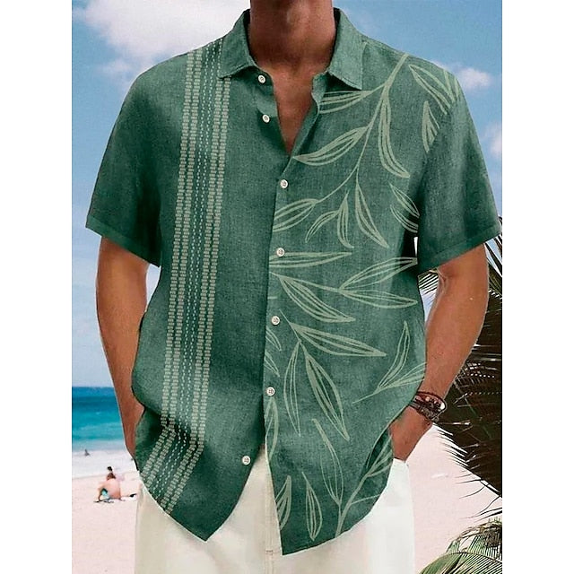 Beach Hawaiian Men's Linen Shirt Summer