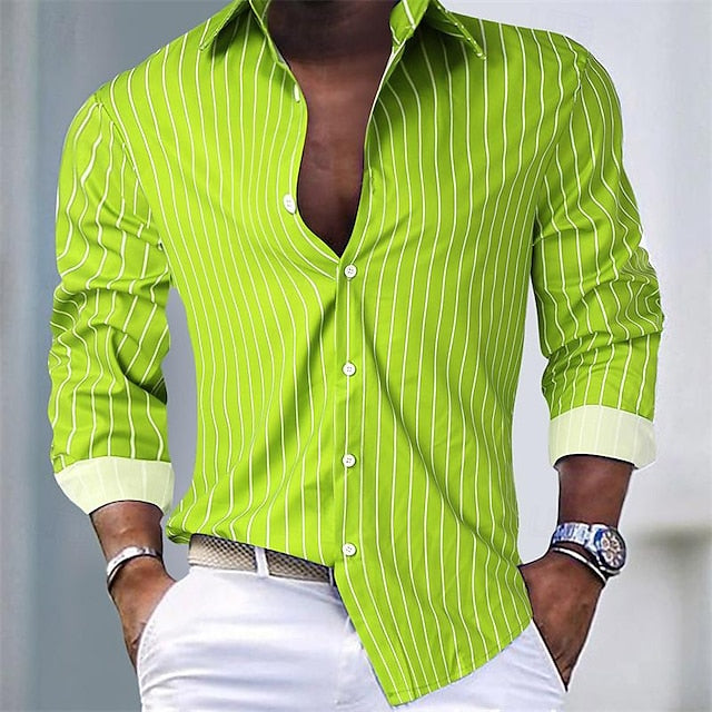 Men's Button Casual Up Shirt Pink Summer