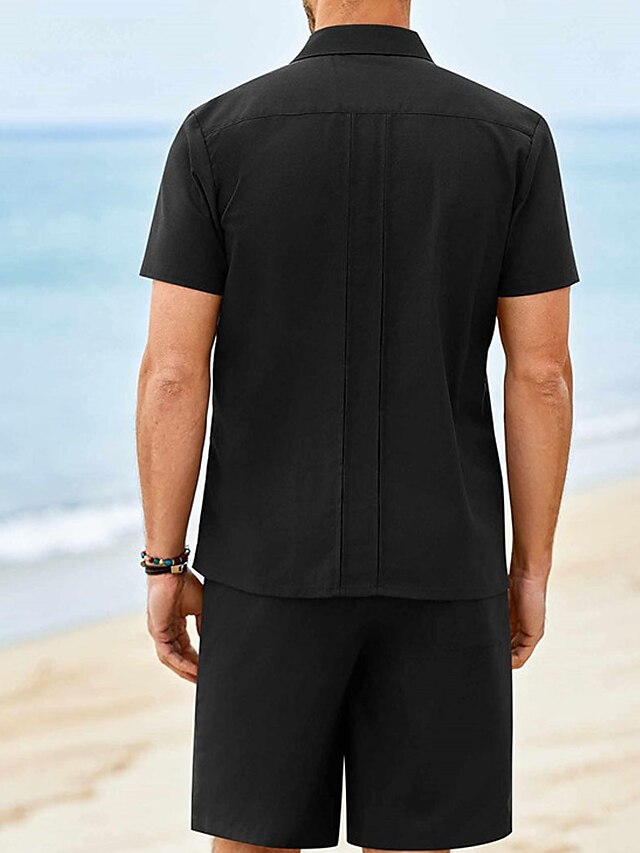 Set Summer Piece Shirt 2 Casual Guayabera Men's