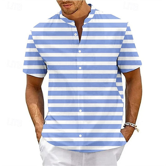 Shirt Beach Up Casual Men's Summer Button