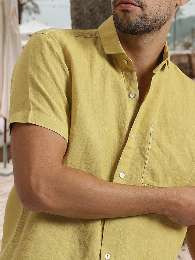 Shirt Cotton Summer Men's Linen