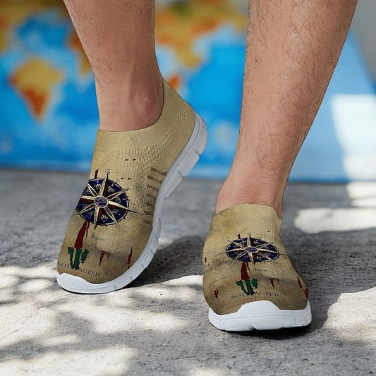 - Print Khaki Men's Compass Lightweight Flyknit Sneakers