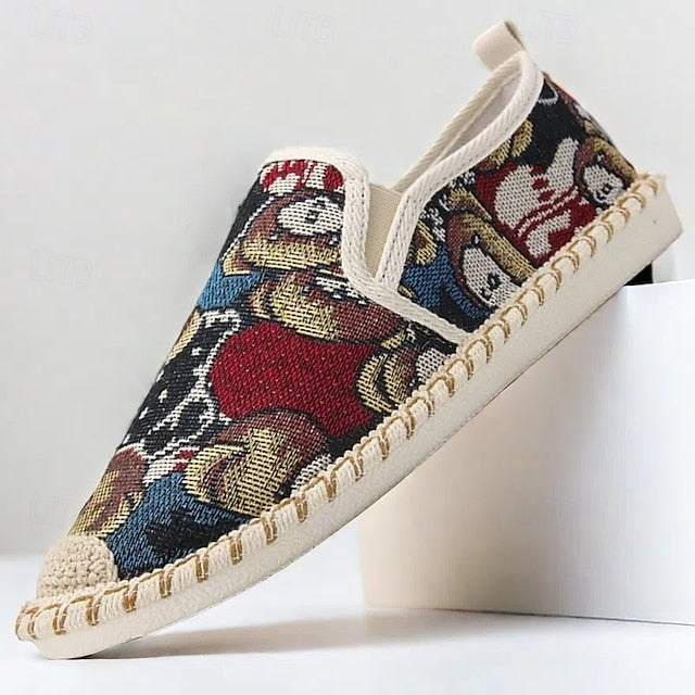 Shoes with Print Canvas Men's Animal Espadrille Slip-On