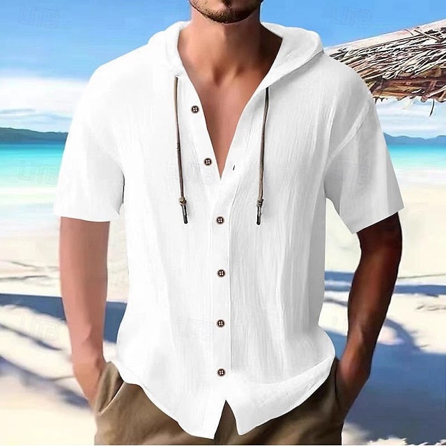 Beach Summer Shirt Casual Men's Up Button