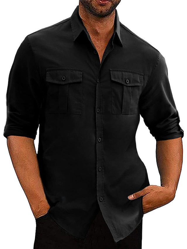 Shirt Button Up Casual Beach Men's Summer