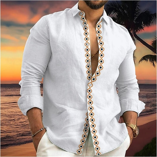 Shirt Beach Casual Summer Up Button Men's