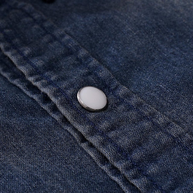 Button Shirt Chambray Summer Men's Jeans