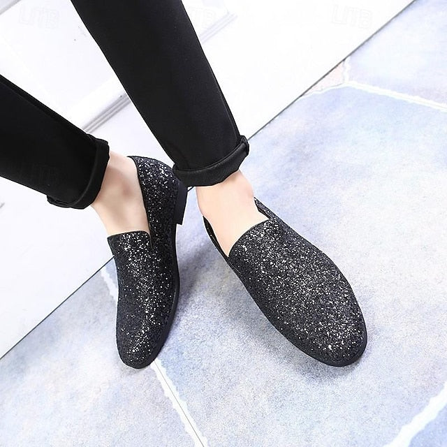 Loafers Shoes Dress Walking Men's Sequins Slip-Ons