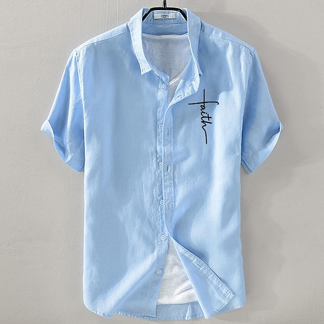 Up Button Linen Men's Cotton Casual Shirt
