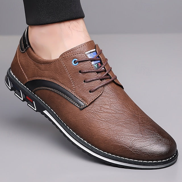 Shoes Everyday Men's Casual – Brown Lace-Up Comfortable