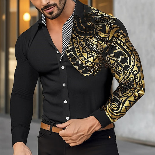 Office Button Men's Up Casual Shirt Bronzing