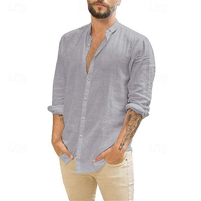 Button Men's Casual Summer Beach Shirt Up