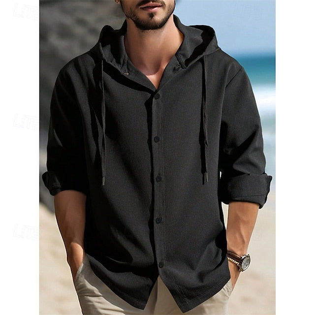 Shirt Beach Summer Up Button Casual Men's