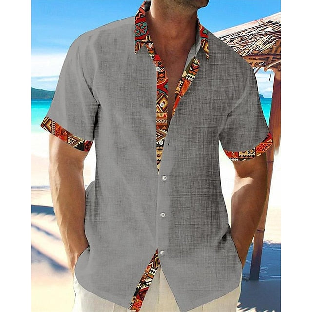 Up Casual Beach Button Men's Shirt Summer