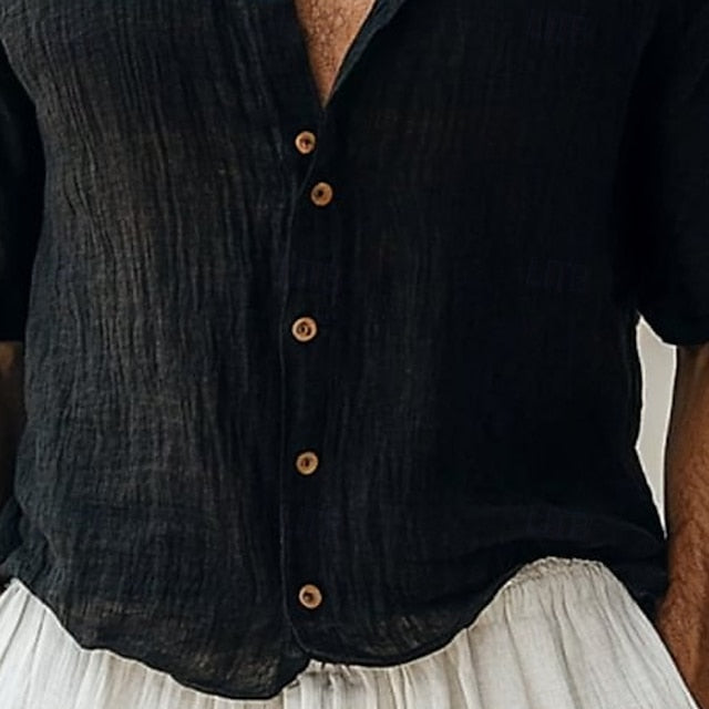 Up Casual Linen Cotton Button Men's Shirt