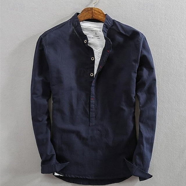 Men's White Cotton Shirt Linen