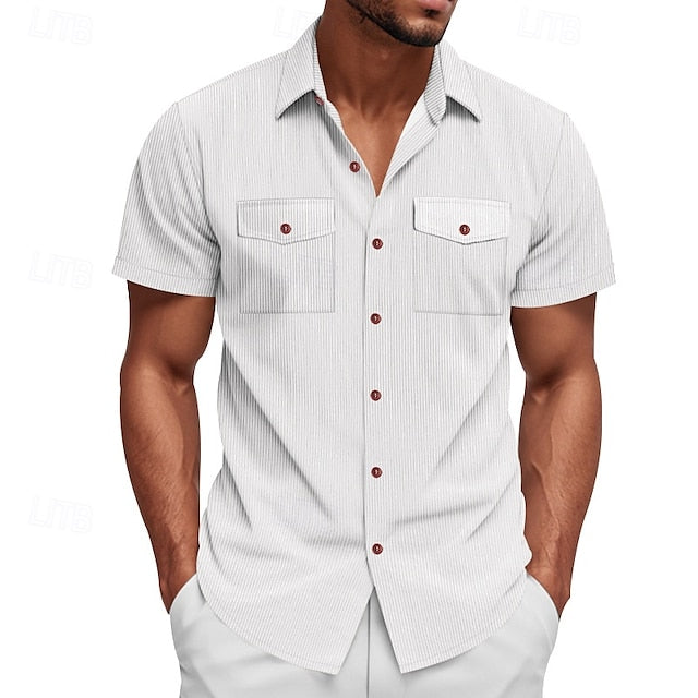 Men's Button Beach Casual Summer Up Shirt