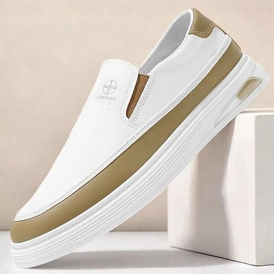 Accent Gold and Slip-on with White Men's Sneakers