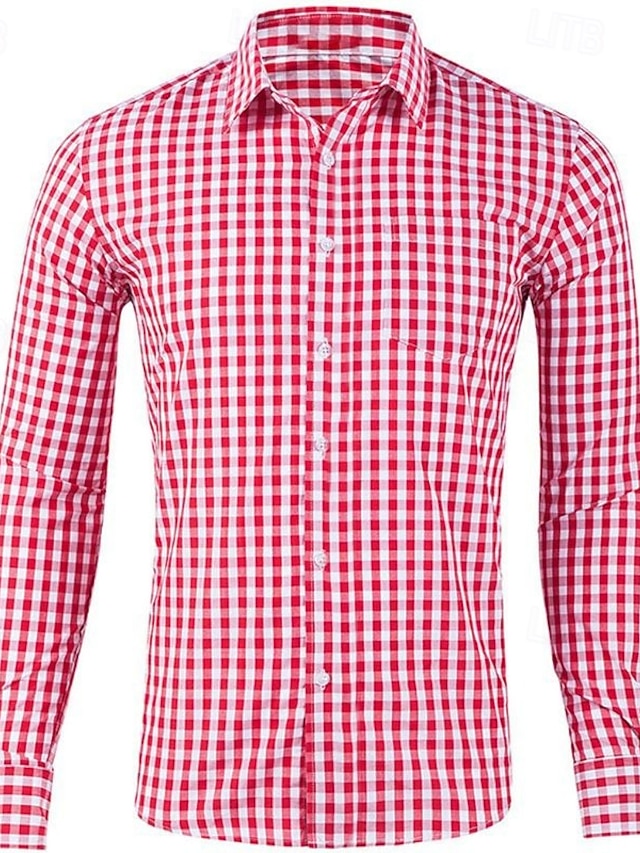 Men's Shirt Shirts Casual Button Checked Up