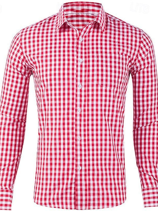 Men's Shirt Shirts Casual Button Checked Up