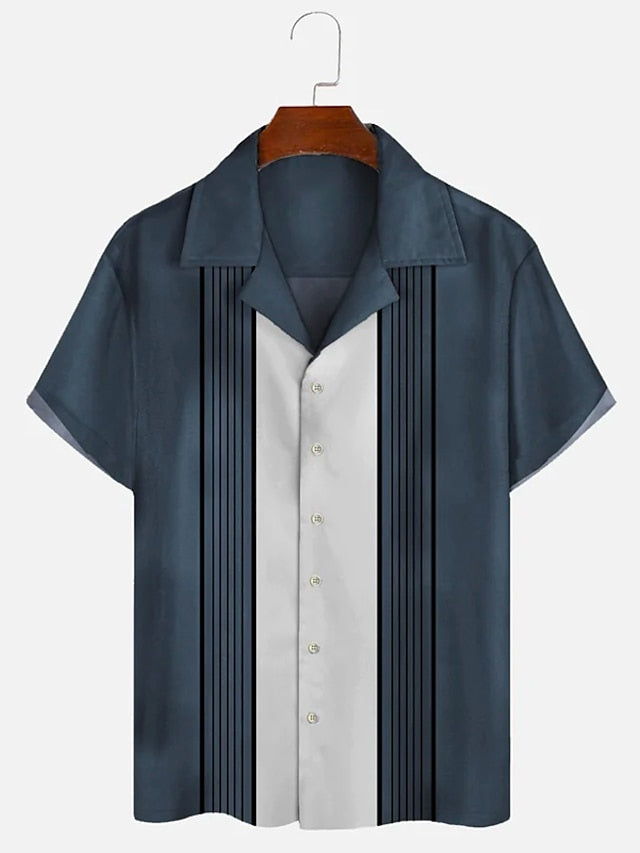 Collar Shirt Casual Cuban Men's Summer