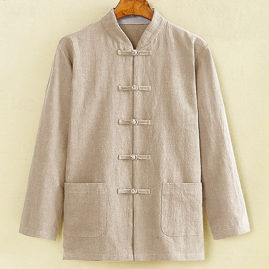 Button Up Casual Linen Men's Shirt Cotton