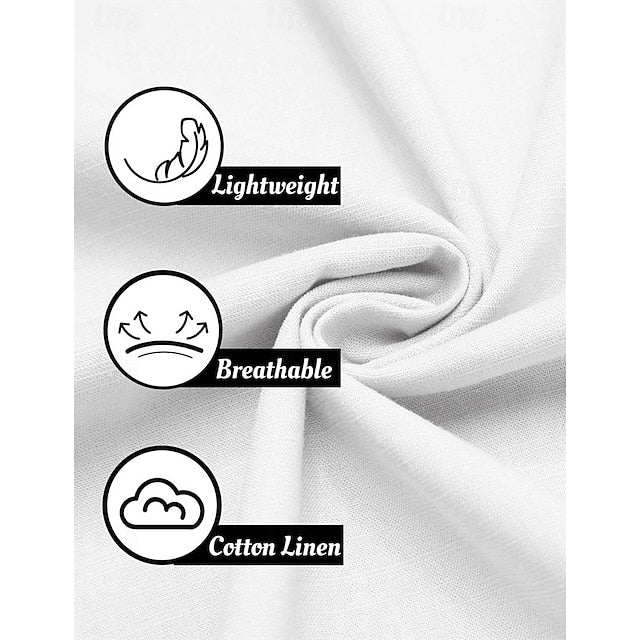 Band Shirt Summer Men's Linen Collar