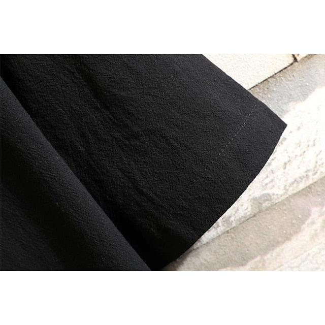 Cotton Linen Collar White Shirt Chinese Men's