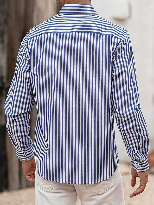 Striped Shirts Button Up Men's Casual Shirt