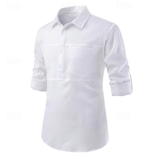 Button Men's Casual Shirt Beach Summer Up