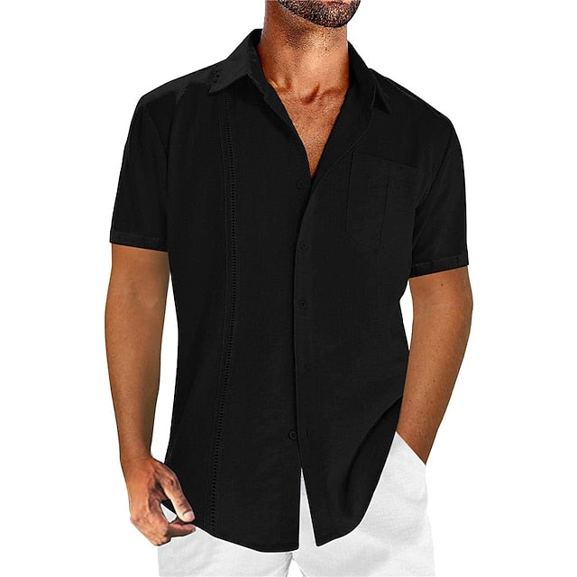 Linen Shirt Cotton Men's Guayabera