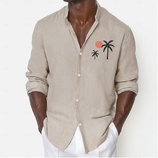 Street Shirt Beach Coconut Outdoor Men's Tree Khaki